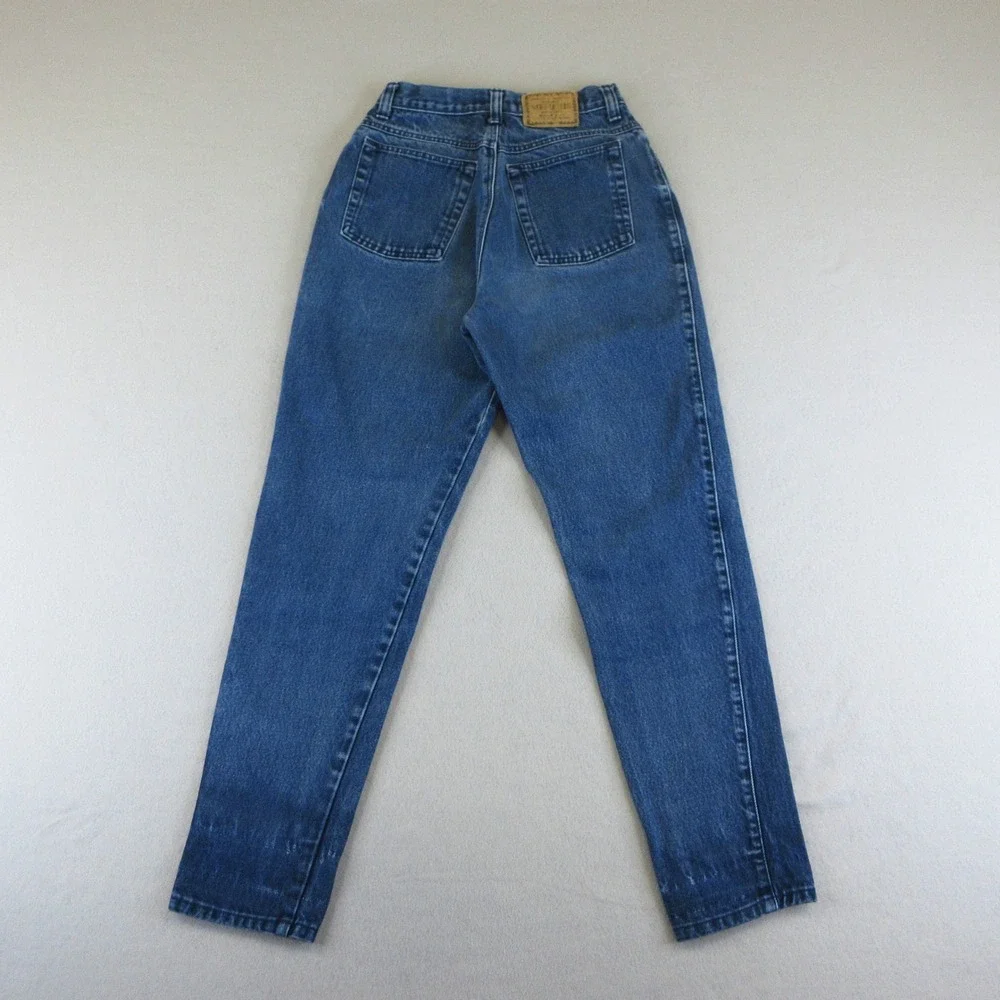 Memphis Jeans Womens 7/8 VTG Blue High Waisted Mom Jeans Tapered Leg 100% Cotton